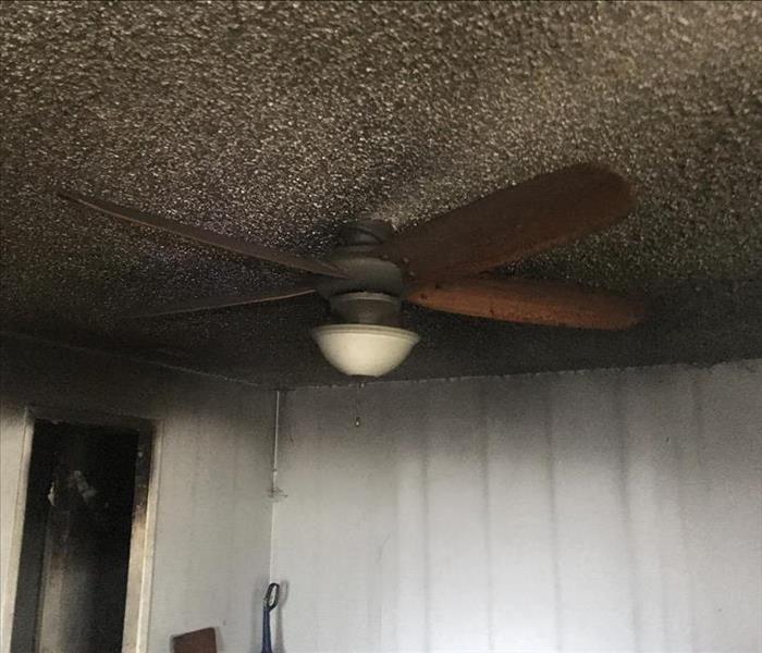 Fire damage on ceiling.